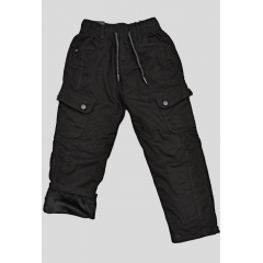 Чёрные,Утеплённые на флисе, Котоновые  брюки с накладными карманами  для мальчиков.Размеры 6-16.Фирма S&D